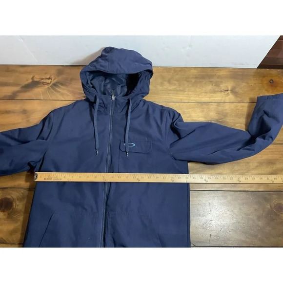 Vintage Oakley Light Hooded Jacket Size Small 3 Pocket Navy Blue - Picture 4 of 11